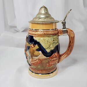 VTG Weidmann's German Beer Stein Markings 5239 Germany 6 5/8" With Pewter Lid